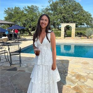 Lulu's White Lace Maxi Dress